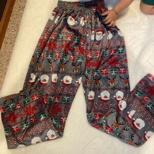 Festive Gray women’s Pajamas with Santa and Reindeer